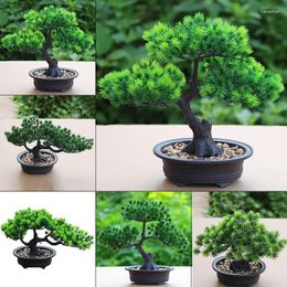 Decorative Flowers 1pc Artificial Pine Bonsai Simulation Green Plant Home Office Computer Desk Decoration Festive And Party Supplies