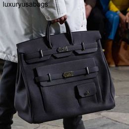 Tote Bag 50cm Hac Mens Handbags Designer Handmade 2024 New Litchi Pattern Extra Large 50 Unisex Business Trip Luggage Capacity Handheld Tide Rj