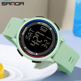 Wristwatches Sanda 6158 Published Multiple Functions Outdoor Sports Waterproof Digital Movement LED Men Wrist Electronic Alarm Watches