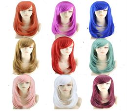 WoodFestival cosplay wig for women long straight wigs synthetic fiber hair heat resistant red blue white burgundy wig party2583521