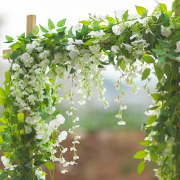 Artificial Wedding White Arches Flowers Garland Wisteria Fake Plant Vines for Marry Garden Home Wall Door Backdrop Decor Arrange
