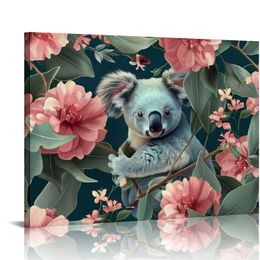 Cute Koala Bear Canvas Wall Art Framed Poster Retro for Home Wall Decor