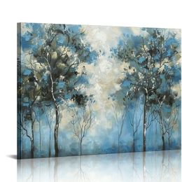 Tree Painting Canvas Wall Art: Nature Picture Forest Artwork Modern Abstract Textured Landscape Print Decor for Bedroom Living Room Home Office