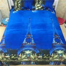 Bedding Sets 3D High Quality Textile Paris Night Blue Geometric Pattern 4pcs Duvet Cover Bed Linen Sheet Pillowcase