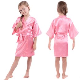 Baby Kids Silk Satin Robe Spring Summer Pamas Short Bathrobe For Boys Girls Home Clothes Children Wedding Kimono Party Gifts L2405