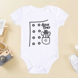 Rompers Sous Chef Baby Clothes Cotton Onesie Cute Short Sleeve Soft Comfortable Bodysuit For Summer Y240530EXAS