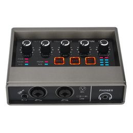 TEYUN 2 Channel 48V Audio Interface Diver-Free Computer Record Electric Guitar Echo Effects PC Recording External Sound Card Q16 240527