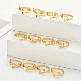 12 Constellations Rings for Men Women 14K Gold Anel Male Old English Letter Cancer Leo 12 Horoscope Jewellery