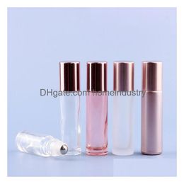 Packing Bottles Wholesale 5Ml Roll On Per Bottle Glass Metal Roller Ball Essential Oil Fragrance Container 10Ml Rose Gold Drop Deliver Dhtln