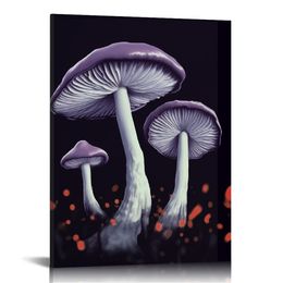 Dark Academia Mushroom Prints - Glossy Woodland Cottagecore Minimalist Fungi Wall Art Decor - Blewit - Jack o' Latern - Morel - Black Trumpet - Fly Amatia