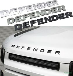 3D Stereo Letters Badge Logo Sticker ABS For Defender Head Hood Nameplate Black Gray Silver Decal Car Styling2916702