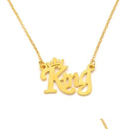 Pendant Necklaces Hip Hop Crowned King Letter Group 14 K Yellow Fine Gold Gf Chain Necklace Drop Delivery Jewellery Pendants Dhgarden Dhyna