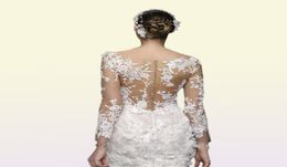 Little White Dress Full Lace Short Wedding Dresses with Long Sleeve Illusion Back Luxury 3D Floral Summer Beach Bride Gown2859798
