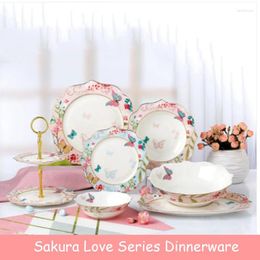 Plates European Style Lace Dinner Plate Fruit Ceramic Tableware Creative Western Steak Soup Bowl Container