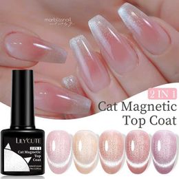 Nail Polish LILYCUTE 7ML Cat Magnetic Top Coat Super Flash Laser gel nail polish Semi permanent UV gel Silver Snow Cat Magnetic gel d240530