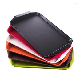 Plates 17 Inch Square Solid Chinese Strengthen Thicken PP Plastic Colour Double Ear Canteen Fast Tray Kitchen Dining