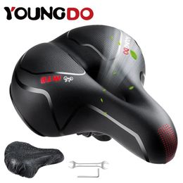 YOUNGDO Bike Seat Saddle PU Leather Gel Wide Shock Absorbing Comfortable Bicycle Cushion for MTB Mountain Road Bikes Accessories 240530