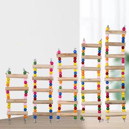 Birds Ladders for Birds Supplies Hanging Colorful Balls Climbing Cage Toys Parrots Ladders Natural Wood Bird Toys Free Shipping