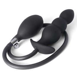 Sex Toy Massager Inflatable Anal Plug Metal Ball Butt Toys for Men Women Huge Anus Ass Prostate Massager g Spot Stimulator