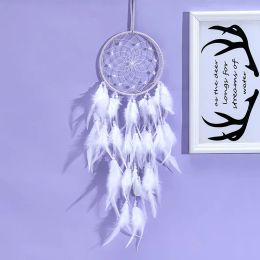 1Pcs Dream Catcher with Light Indian Style National Feather Dreamcatcher Wall Hanging Ornaments Wind Chime Girls Room Decoration