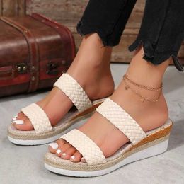 Slippers Women Woven Bag Shoe Upper New Wedge Sandals Fashion Comfortable Platform Shoes High Heels Sandals shoes for women T240530