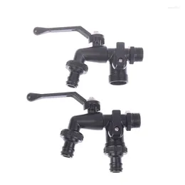 Bathroom Sink Faucets 1PC Black Faucet Outdoor Garden Anti-Freeze Bibcocks With Dual Outlet For Washing Machine 1/2 Inch Hose