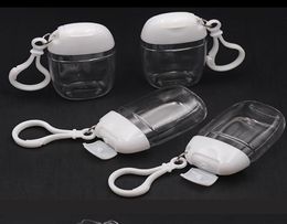 30ML Hand Sanitizer Bottle With Key Ring Hook Clear Transparent Plastic Refillable Containers Travel Bottles Wholea23a072829792