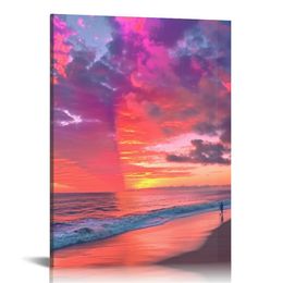 - Canvas Wall Art Evening Sky with Dramatic Clouds over the Sea Nature Pictures Sunset Giclee Prints Artwork Contemporary Painting for Home Decor