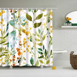 Shower Curtains Bathroom Curtain 3d Printed Flower Leaves Summer Bath Polyester Cloth Home Decor With Hooks