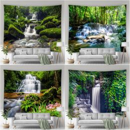 Tapestries Forest Tapestry Tropical Rainforest Waterfall Plant Leaf Tree Nature Landscape Home Room Decor Background Fabric