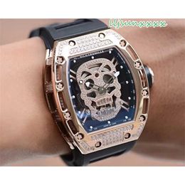 Tourbillon Watch Automatic Mechanical Wrist Watch RM52 Designer Watch Wine Barrel Shaped Titanium Case Hollow Movement Black