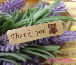 1200pcs5x15cm Owl Design Kraft Thank You Deco Seal Sticker For Party Favour Gift Bag Candy Box Decor Gift Seal Label Sticker5979630