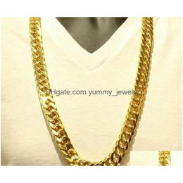 Chains Men Model Thick Chunky Chain 18 K Solid Yellow Fine Gold Necklace 24 Drop Delivery Jewellery Necklaces Pendants Dhxuy