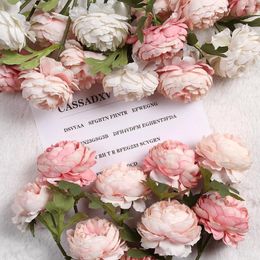 Decorative Flowers 2pcs Artificial Peony Tea Rose DIY Floral Bouquet Arrangement For Home Garden Wedding Decor Fake