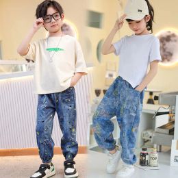 Summer Girls Ankle -length Trousers Boy Thin Jeans Child Sweatpants Baby Loose Pants 3 To 10year