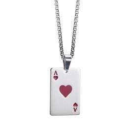 Pendant Necklaces Stainless Steel Hip Hop Sier Mens Playing Cards Poker Necklace Spades Ahearts A In Games Charm Fashion Jewelry Inc Dh8Xs