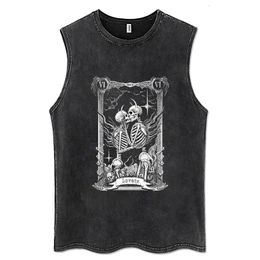 Distressed Washed Tank Tops Y2K Clothes Men Women Oversized Vest Anime Girls Sleeveless Tshirt Hipster Casual Summer Dress 240529