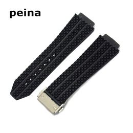 25mmX19mm New Mens Watchbands Strap Band Tire Diver Silicone Rubber Watchband Strap For H-U-B 267x