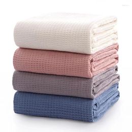Blankets Cotton Waffle Cover Blanket Comfortable And Breathable Solid Colour Honeycomb Nap Pure Air Conditioning