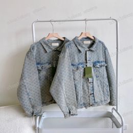 xinxinbuy Designers Coats Jackets Men Women Jacquard letter paris Denim Lapel Neck blue M-2XL 266G