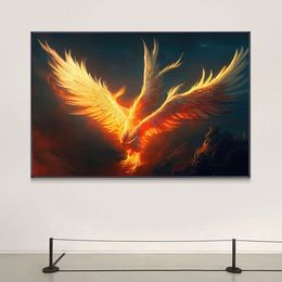 Dream Phoenix Poster Printmaking Abstract Mythology Bird Canvas Painting Wall Art Mural Painting Living Room Home Decoration