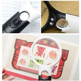 3X 45X Magnifying Glass Handheld Reading Illuminated Magnifier With 3 LED Light Seniors loupe Jewellery Repair Tool