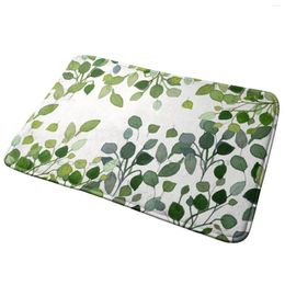 Carpets Greenery Watercolor Pattern Entrance Door Mat Bath Rug Eucalyptus Leaf Leaves Sue Zipkin Cute