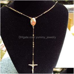 Pendant Necklaces Loyal Womens Cool Yellow Gold G/F Cross/Crucifix Rosario Rosary Beads Necklace Drop Delivery Jewelry Pendants Dhip7