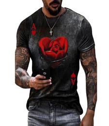 Mens Fashion Printing T Shirt with Rose Pattern Gothic Style Tops for Boys Hiphop Punk Tees for Whole1060978
