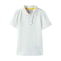 Polos Mudkingdom Big Girls polo shirt casual solid pleated short seven top childrens cotton summer clothing WX5.296NXX
