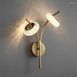 Wall Lamp Postmodern Brass Donuts Crystal Led Creative Bedroom Bedside Living Room Sofa Background Light Luxury