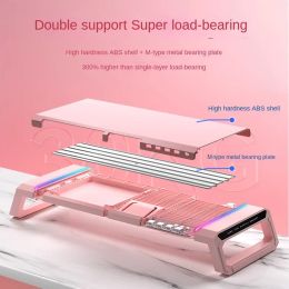 Computer Monitor Height Frame Stylish USB Laptop Table with Drawer Multifunctional Pink Girl Tablet Stand for Modern Desks