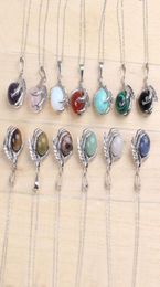 whole 20Pcs Classic Silver Plated Chain Mixed Stone Dragon Claw Round Beads Pendant Necklace Jewelry5519927