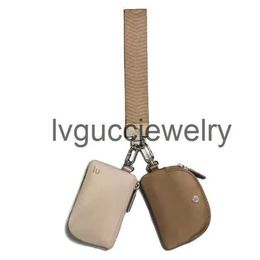 Dhgate Clutch Bag Dual Pouch Wristlet Lu Women Man Designer Wallet Purse Handbag Cardholder Coin Purses Keychain Nylon Storage Wallets Key Pouch Organiser 670